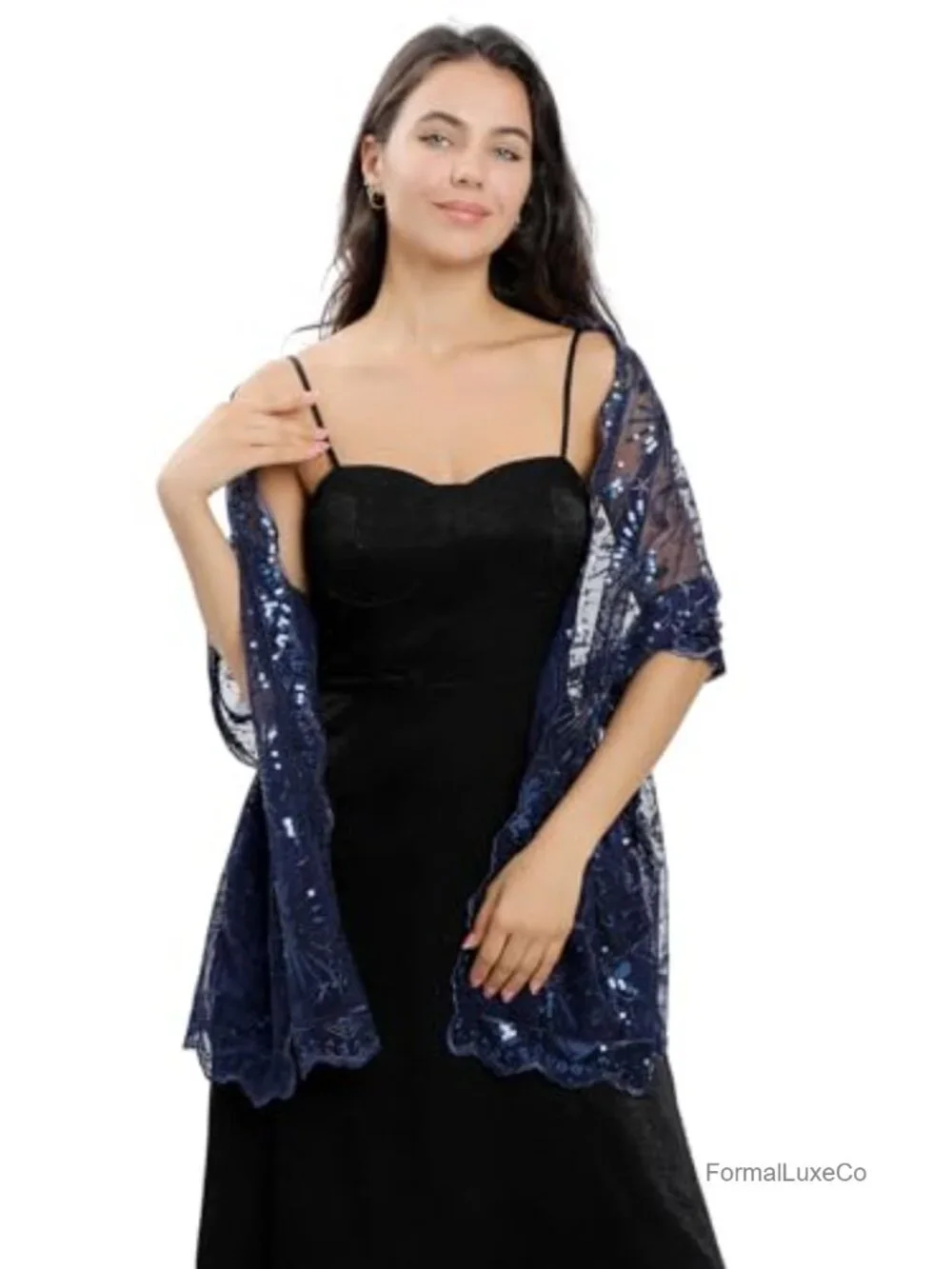 Sequined Sequin Pashmina Wrap Shawl for Bridal Evening Party Dress